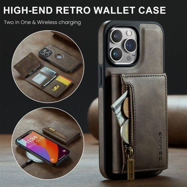Top Zipper Magnetic Leather Case & Wallet - Image 9